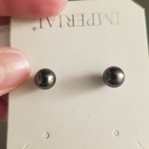 NEW IMPERIAL PEARL STIRLING SILVER TAHITIAN PEARL STUD EARRINGS